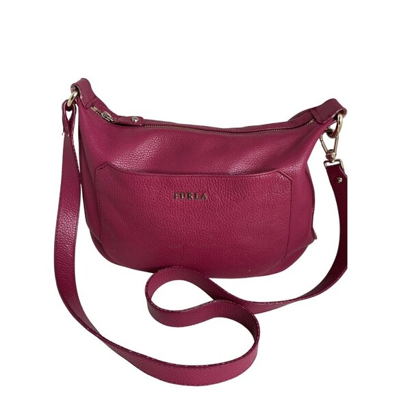 Furla Handbags - Furla Magenta Pebbled Leather Shoulder Bag